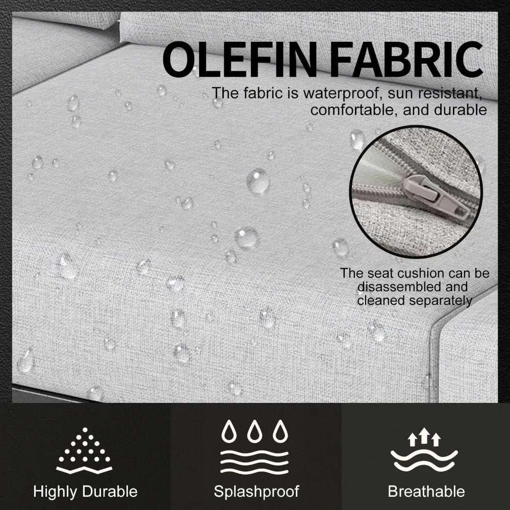 Aluminum Outdoor Sofa,4 Seats Modern Patio Furniture Set,Sectional Sofa Conversation Set with Coffee Table, Upgraded Washable