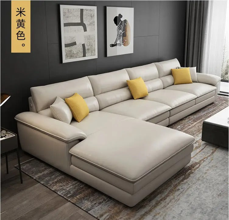 MANBAS Nordic Living Room Sofa Italian Genuine Leather Couch L-shaped Sectional Sofa Sets for Home Furniture Seating Room
